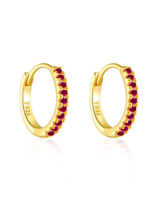 18K gold [rose red] ear ring 925 Sterling Silver Cubic Zirconia Geometric Dainty Stud Earring